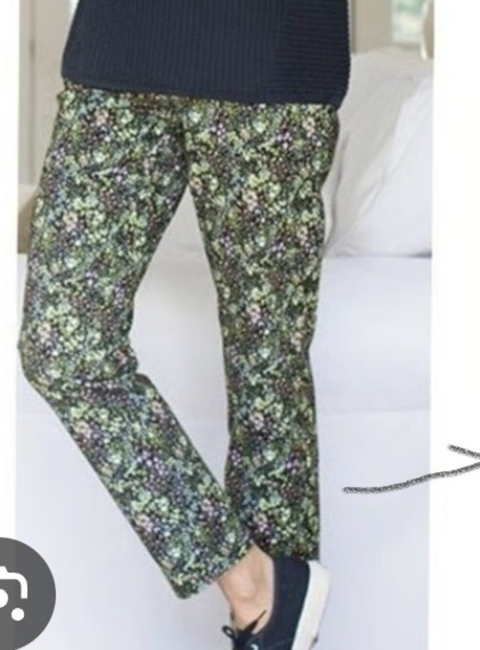 J. Jill Black Floral Straight-Leg Pants